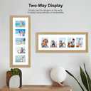 Hongkee 8x24 Picture Frame 2 Pack, Natural Oak Wood Frame with Tempered Glass, Display Pictures Multiple Five 4x6 With Mat or 8 x 24 Without Mat - Horizontal or Vertical Wall Mounting
