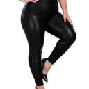 VOGUEMAX Women's Plus Size Faux Leather Leggings High Waisted Pleather Pants Stretchy Sexy PU Tights for Women Size 5XL, Black 
