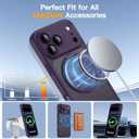 Magnetic for iPhone 17 Pro Max Case 2 x Screen Protector Compatible with MagSafe Translucent Matte Military Grade 17FT Drop Shockproof Full Camera Protection 360 Spin Stand Phone Cover Purple