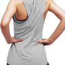 Mippo Workout Tops for Women Yoga Shirts Athletic Tank Gym Clothes | Racerback, Loose Fit, Sleeveless, Long Tank, Exercise Running Shirts, Tennis Top, and Casual Wear (Gray, L)