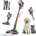 Cordless Vacuum Cleaners for Home with Powerful Suction,Stick Vacuum Cordless Rechargeable,Up to 35 Mins Runtime,Lightweight Hardwood Floor Vacuum for Pet Hair,Carpet(Red)