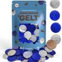 2 x The Dreidel Company Milk Chocolate Coins, Hanukkah Gelt, Blue And Silver Coins, Made with Premium Belgian Chocolate, Nut-Free, Gluten-Free, Non-GMO, Kosher Certified Dairy (100-Pack) (EXP 11/02/27)