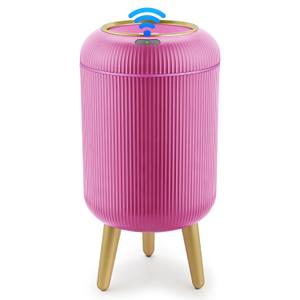 Pukomc Smart Sensor Wastebasket, Convenient and Hygienic Easy to Use, Technology Sensor Waterproof Wastebasket Plastic Trash can for Kitchen, Bathroom, Bedroom, Living Room, Office and Outdoor Pink (1 Pack)