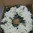 24" Spring Summer Front Door Wreath, Life-Like Artificial White Dahlia Hydrangea Wreath for Wedding Valentine's Day Mother's Day Memorial Day