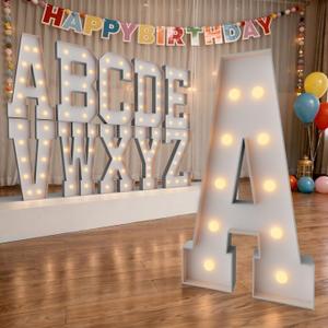 4FT Marquee Letters A, Large Light up Letters for Graduation Decorations, Big Light Sign for Proposal Birthday Wedding Engagement Baby Shower, Marquee A for Anniversary Party Supplies