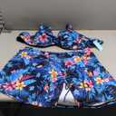 Yonique Womens Underwire Bikini with Skirt - Push Up Bathing Suit Two Piece High Waisted Swimsuit 2025 Swimwear (Medium, Blue and Flower)