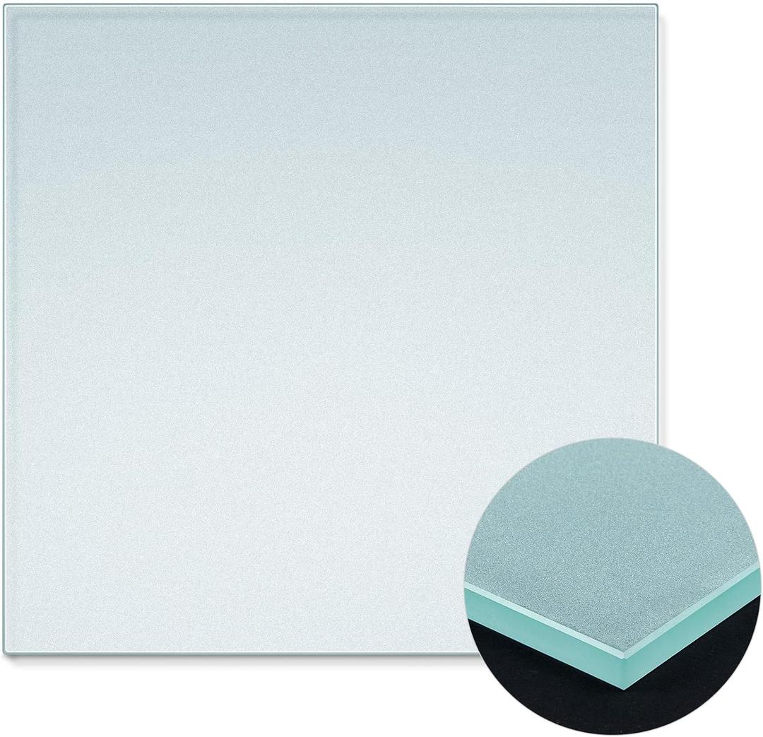 Nuanchu 1 Pcs 12 x 12 x 0.3 Inch Tempered Frosted Glass Paint Muller Slab Mineral Pigment Grinding Plate for DIY Oil Painting Watercolor Oil Acrylic Painting