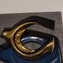 LCCCK Blue and Gold Ceramic Vases for Home Decor, Boho Vase for Flowers Pampas Grass Decorative, Navy Blue Hollow Donut Small Vase for Living Room Table Wedding Centerpiece Modern Vases