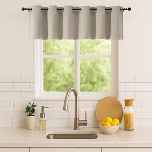 Simplebrand Stone Window Valance for Kitchen 14 Inches Long 2 Panels Set, Room Darkening Valance Curtains for Living Room, Grommet Short Privacy Kitchen Curtains for Bedroom Kids Room, 40Wx14L