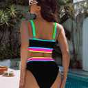 BMJL Women's High Waisted Bikini Sets Sporty Two Piece Swimsuits Color Block Cheeky High Cut Bathing Suits, Medium