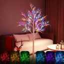 Fanshunlite Lighted Birch Tree, 6FT 18 Color Changing Lit Birch Halloween and Christmas with RGB Fairy Light, 120 LED with 8 Modes and Timer for Home Wedding Party Indoor Outdoor Decoration