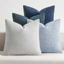 MIULEE Pack of 4 Decorative Textured Boucle Throw Pillow Covers 18x18 Inch Neutral Blue Accent Solid Pillow Cases Couch Cushion Covers for Modern Farmhouse Boho Chair Sofa Bed Livingroom Home Decor
