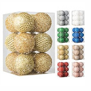 6pcs 3.94" Christmas Ball Ornaments Glitter Shatterproof Christmas Tree Ornaments Sequin Xmas Hanging Balls Decorations for Wedding Party Holiday(Green, 6pc-10cm)