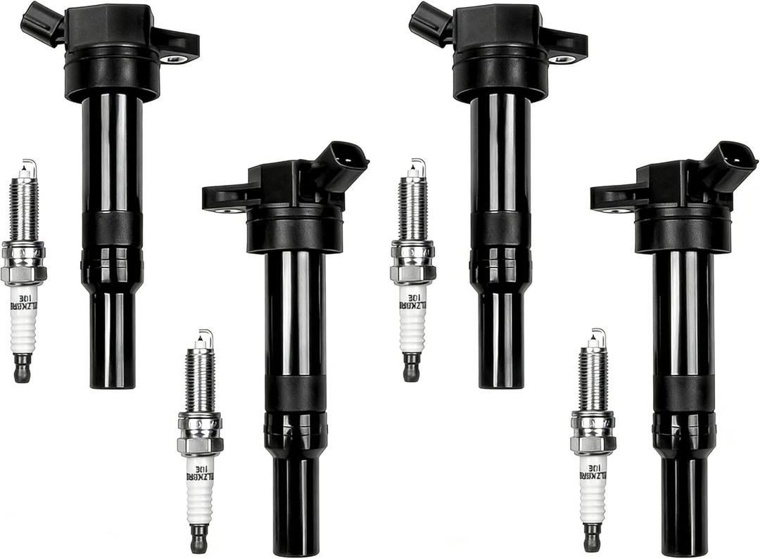 Ignition Coil Pack Spark Plugs Compatible with 2012-2020 Elantra GT Coupe 2014-2020 Tucson 2014-2016 Forte 2012-2019 Soul 2.0L 1.8L L4 Replace# 273002E000 UF651, Set of 4