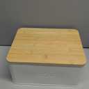 ZICOTO Beautiful Bread Box With Wooden Lid For Your Kitchen Countertop - Spacious Container Perfectly Stores Your Homemade Bread, English Muffins & Bagels - Quality Cutting Board Lid Keeps Loaf Fresh