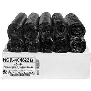 Aluf Plastics 45 Gal Black Trash Bags, 22 Micron (EQ.), 40" x 48" (150 Pk)