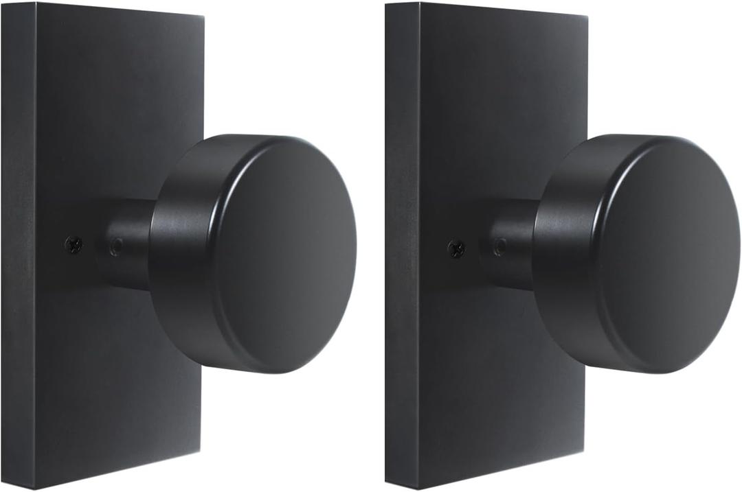 Dummy Door Knob Interior, Matte Black Door Knobs Modern Rectangle Heavy Duty Door Handle for Bifold Closet Doors, 2 Pack