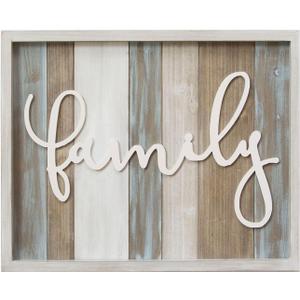 Stratton Home Decor Rustic Family Wood Wall Decor | Handcrafted Family Wall Decor for Living Rooms or Any Room | Easy to Hang Family Sign Wall Decor with Distressed White Finish | 20x1x16