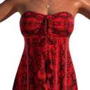 ROSEWE Two Piece Tankini Bathing Suits for Women, Removable Halter Flyaway Swimsuits, Bandeau Top with Briefs (Red, L)