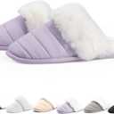 Women's Fuzzy House Slippers with Memory Foam Warm Plush Slipper for Indoor (7-7.5, Lilac)