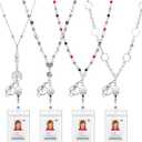 Pangda 4 Sets Badge Clips Necklace Beaded Breakaway Lanyards Teacher Nurse Gift for ID Badges Badge Reel Chain with ID Card Holders Retractable Reel Lanyards Necklaces for Women Cruise Ship Gift