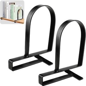 Book Ends for Shelves: Black Metal Book Ends, Heavy Duty Bookend Supports for Shelves, Non-Skid Book Organizer for Home Office School Supplies