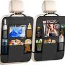 AXELECT Only 1Pack Car Backseat Organizer with Touch Screen Tablet Holder,6 Storage Pockets Protectors Kick Mats,Car Back Seat Cover Protector Travel Accessories for Kids