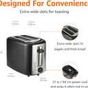 Amazon Basics 2 Slice Toaster, Extra Wide Slots for Bagels, 6 Browning Settings, Removable Crumb Tray, Defrost/Cancel/Bagel Buttons, Cord Wrap, 900W, Black & Silver