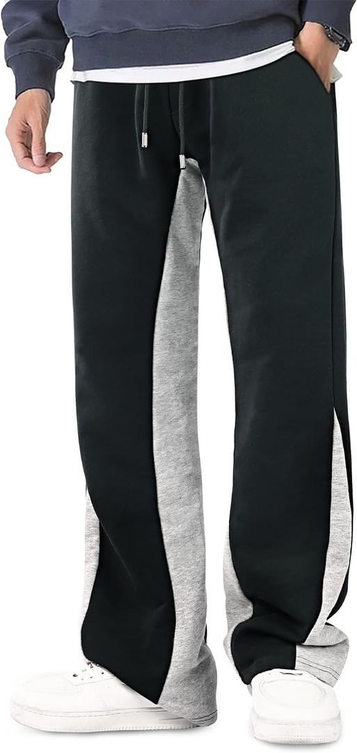 GINGTTO Men's Sweatpants Open Bottom with Pockets Stacked Flared Track Pants (M)
