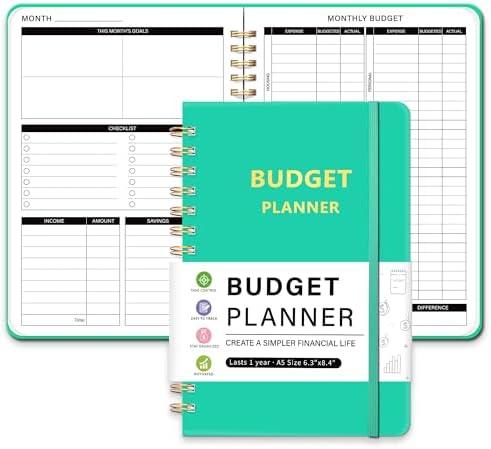 Undated Monthly Budget Planner - 12 Month Budget Book With Expense & Bill Tracker, Money Budgeting Notebook To Effectively Manage Your Finances - Turquoise