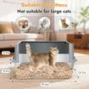 Vivifying Stainless Steel Cat Litter Box, Large Semi-Enclosed Litter Box with Lid and Mat, Anti-Leakage Metal Pan for Easy Cleaning & Odor Control (Gray)