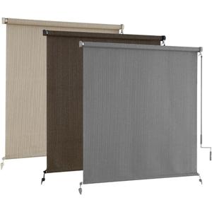 AOSKY Outdoor Roller ShadesCordless Patio Shades Roll Up Outdoor BlindsRoller Blinds Cloth for Porch Pergola Balcony Backyard Windows72" W x 96" HGrey