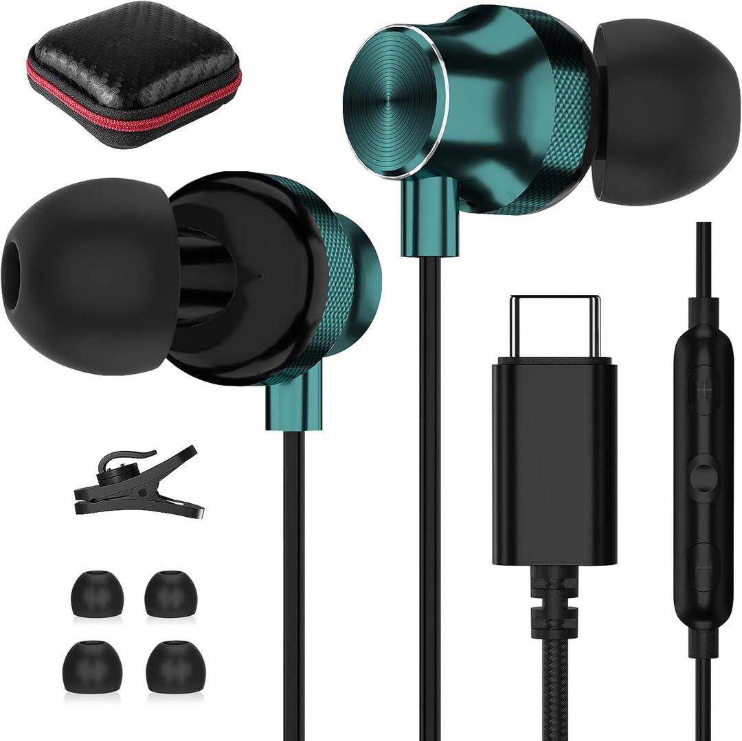 USB C Headphone, TITACUTE Wired Earbuds for iPhone 15 Pro Max Samsung S23 FE S22 S21 S20 A53 A54 Galaxy Z Flip in-Ear Noise Canceling Type C Earphone with Mic for iPad 10 Pro Pixel 7 6 6a 7a 8 OnePlus