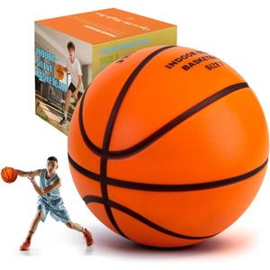 Silent Basketball Size 7 (29.5"), Indoor Quiet Foam Basketball Airless for Dribbling & Indoor Training, Soft Soundless Basketball for Restore Without Deformation, Real Feel Higher Bounce Quieter