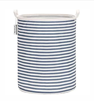 Sea Team 19.7 Inches Large Sized Waterproof Coating Ramie Cotton Fabric Folding Laundry Hamper Bucket Cylindric Burlap Canvas Storage Basket with Stylish Branch Black Design