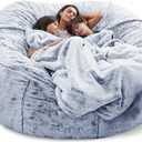 Big Huge Giant Bean Bag Chair for Adults, (No Filler) Bean Bag Chairs in Multiple Sizes and Colors Giant Foam-Filled Furniture - Machine Washable Covers, Double Stitched Seams (Snow Gray,5FT)