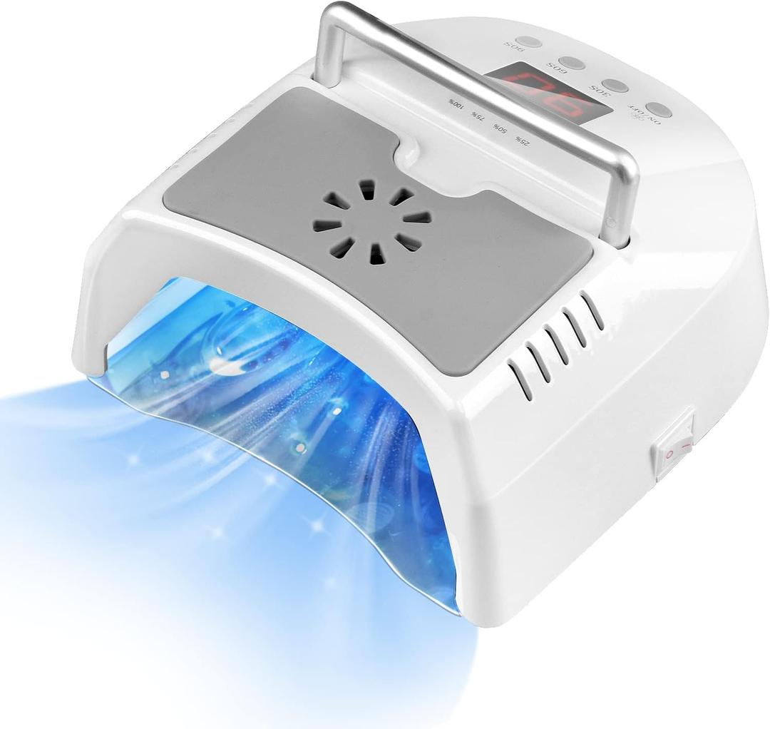 Professional UV Led Nail Lamp Cordless, 72W UV Lights for Gel Nails with Fan, IMENE Rechargeable Nail Dryer with Portable Handle Perfect for Salon Home Nail ArtWhite