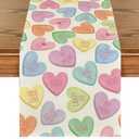 Artoid Mode Ture Love Heart Valentine's Day Table Runner, Seasonal Kitchen Dining Table Decoration for Home Party Decor 13x72 Inch