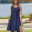 Zeagoo Summer Dresses for Women 2026 Sleeveless Casual Floral Tshirt Sundress with Pockets Loose Tank Beach Dress (Blue, XL)