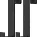 PMMASTO 2-Pack Over The Door Hooks - Rustproof Stainless Steel Door Hangers Fits for 1-3/4 Inch Thick Doors, Non-Marking and Tool-Free Easy Install (Black, L Shape)