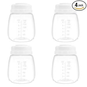 Breast Milk Collection and Storage Bottles, 6oz/180ml, Compatible with Spectra S1 S2 9 Plus, Motif Luna, and Most Wide-Mouth Flanges, Work with Spectra Bottles for Pumping, 4 Pack