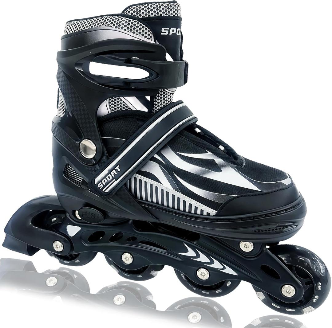 Adjustable Inline Skates for Kids and Teens Ages 416, All 8 Wheels of Inline Roller Skates Light Up, Safe and Fun Illuminating for Outdoor Indoor Sports