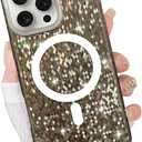 PERRKLD for iPhone 16 Pro Max Case Magnetic, Compatible with Magsafe, Crystal Diamond Grid Glitter Design Bling Sparkly Shiny for Women Girls Soft Slim Protective Phone Cover, Black