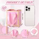 Yeaqee 50 Pcs Mini Metallic Paper Gift Bags with Handles 4x2.75x4.5'' Tiny Small Gift Bags with Thank You Tag for Wedding Graduation Birthday Party Return Gifts Jewelry Business (Pink,Gold)