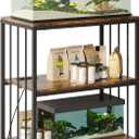 20 Gallon Fish Tank Stand with Power Outlet, Aquarium Stand with Shelf, Metal Reptile Terrarium Tank Stand, 3-Tier Adjustable Storage Shelves, 28''L15.7''W30''H, Retro Brown