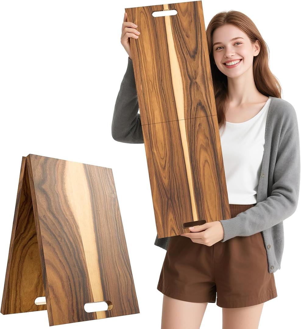 Acacia Wood Boards - Extra Large Charcuterie Board, Oversized 36 x 12 Inch Wood Serving Platter with Handles, Foldable Long Wooden Tray for Parties, Grazing & Appetizers