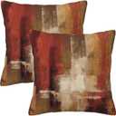 Burnt Orange Abstract Throw Pillow Covers 18x18 in Set of 2, Decor Art Painting Orange Pillow Case Square Cushion Covers for Sofa Bed Couch Living Room