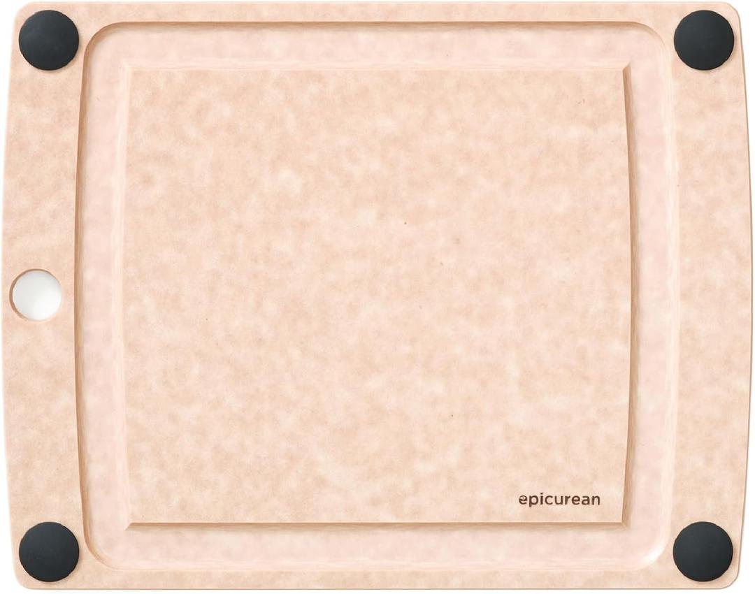 Epicurean All-In-One Cutting Board with Non-Slip Feet and Juice Groove, 11.5" 9", Natural/Black