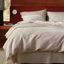 Bedsure Cotton Duvet Cover Queen - 100% Cotton Waffle Weave Linen Color Duvet Cover Queen Size, GentleSoft™ and Breathable Bedding Set for All Season, 3 Pieces, 90"x90"