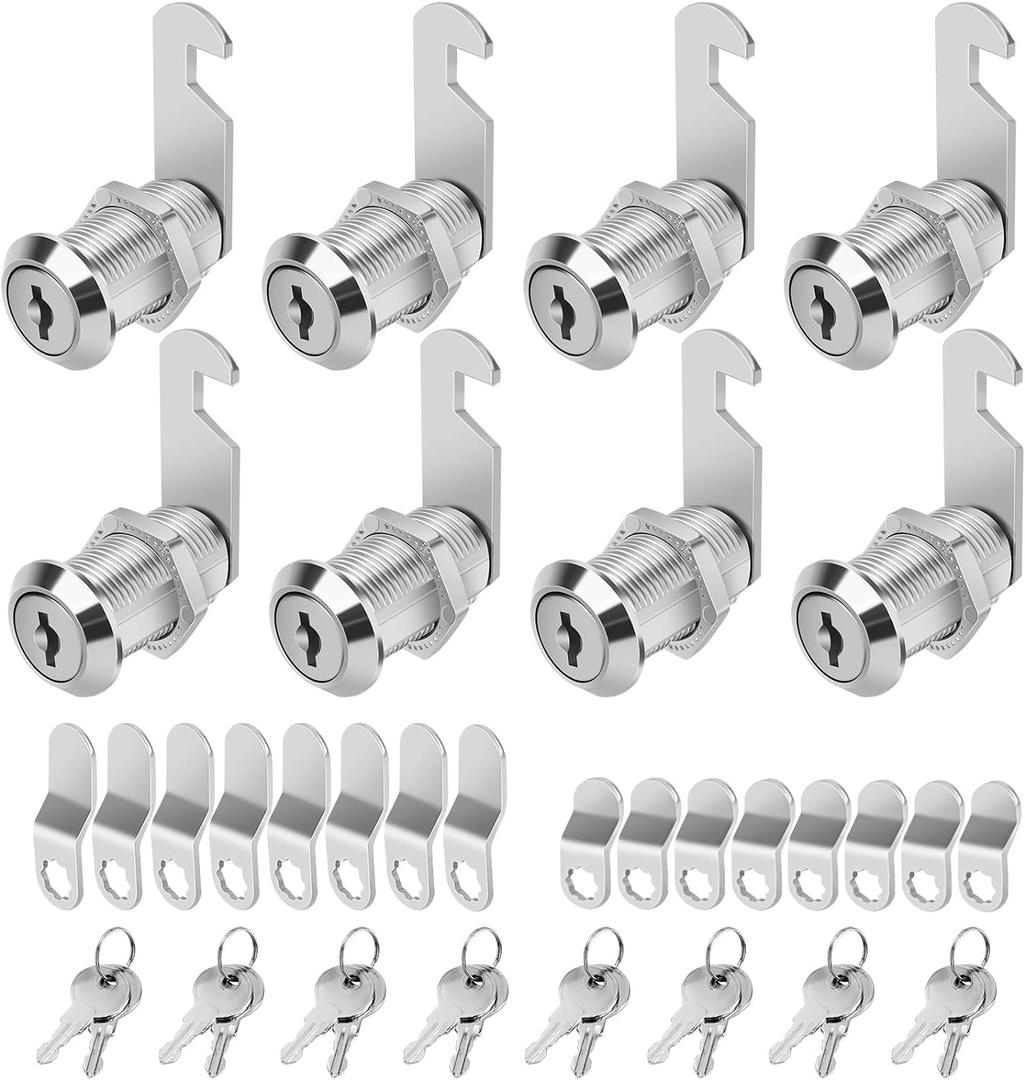 Cylinnda Cabinet Locks with Keys, 1-1/8" Cam Locks Keyed Alike, Quality Cabinet Cam Lock for RV Storage Locks Drawers Mailbox Toolbox Lock Replacement Set, Zinc Alloy (8 Pack, 1-1/8 Inch)